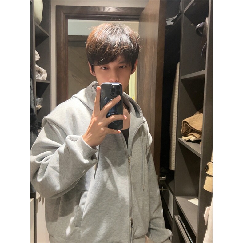 博主cleanfit垫肩设计感双拉链卫衣男小众解构风WYB05-P58图片