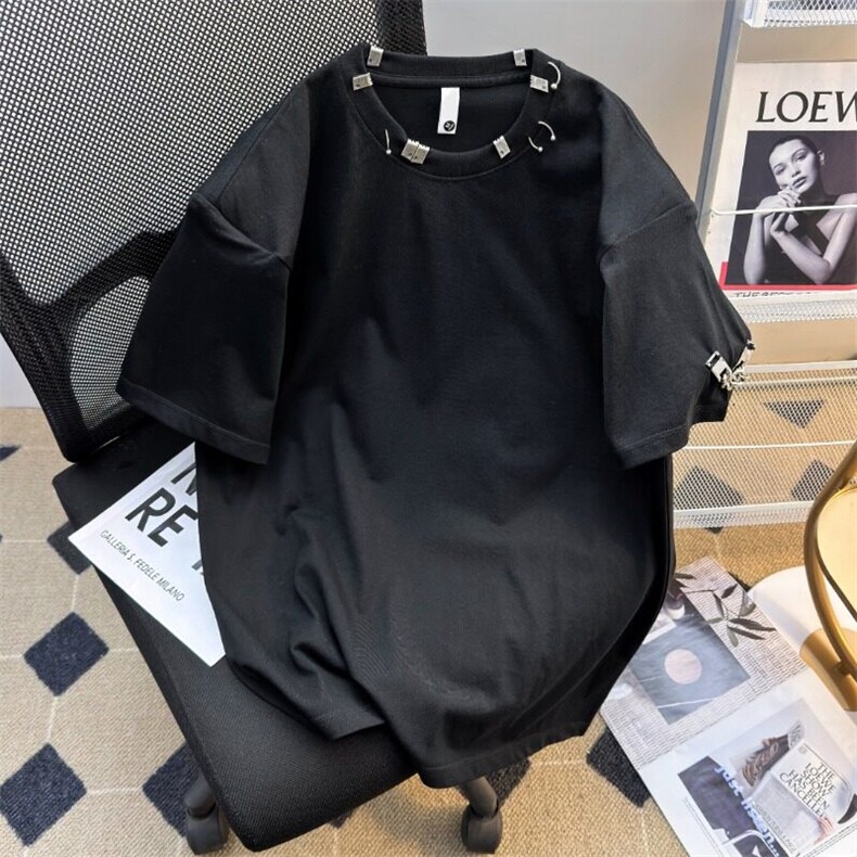 潮牌痞帅炸街t恤男ins潮流美式金属环扣短袖夏小众半袖ST571-P46,男装T恤,星座412-2