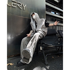 现货！24秋手工喷绘废土风设计背心马甲套装TZ12-衣服p88裤子p68，男装背心/马甲，电商B288