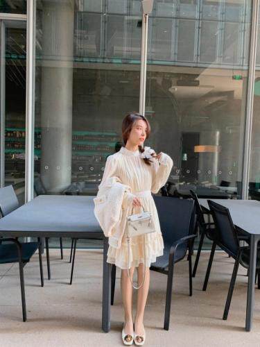 2021春季新品娃娃款压皱连衣裙，女装连衣裙，M.W 嫚维