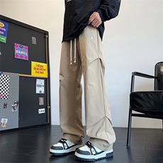 春季潮流美式高街垂感褶皱设计宽松直筒长裤A436-857-P35，男装休闲裤，电商A436