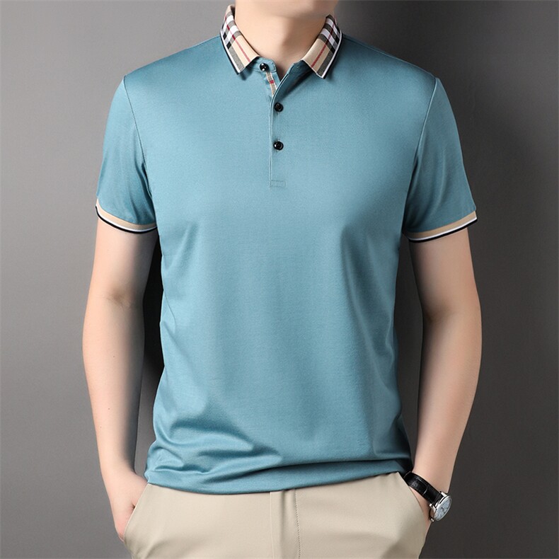 夏季保罗丅恤丝光亚麻男汗衫衣服Polo衫男士短袖商务休闲翻领半袖图片