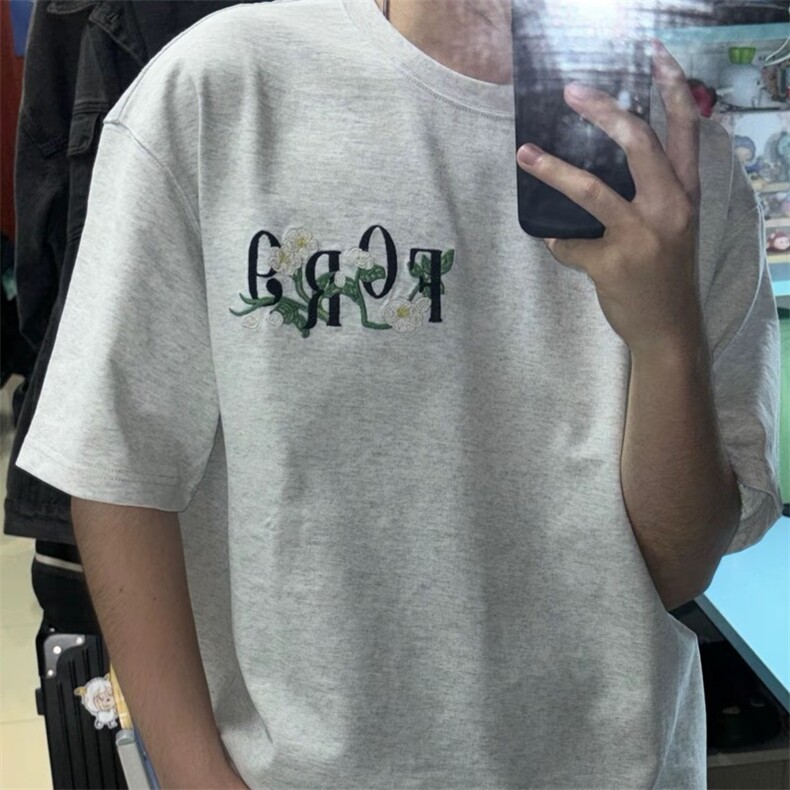 重磅纯棉刺绣短袖T恤男女潮牌上衣衣服夏季情侣美式半袖,男装T恤,星座506A