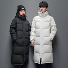 冬季羽绒服中长款过膝2025年青年学生加厚保暖潮校服外套659-p85，男装羽绒服，星座1210A