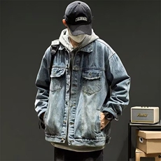得物品质秋款男牛仔夹克渐变色流苏宽松外套J002P65，男装夹克，星座1013-1