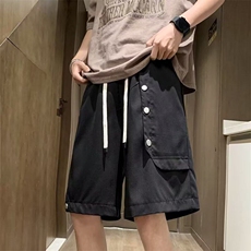 排扣短裤男夏季美式复古运动休闲裤子百搭宽松直筒五分裤3051P32，男装牛仔裤，星座410-2