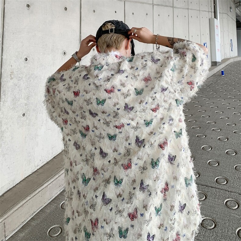 小众蝴蝶毛边流苏设计感衬衫高级感痞帅休闲外套防晒衣C56，男装防晒衣，星座1116A-1（原606A）