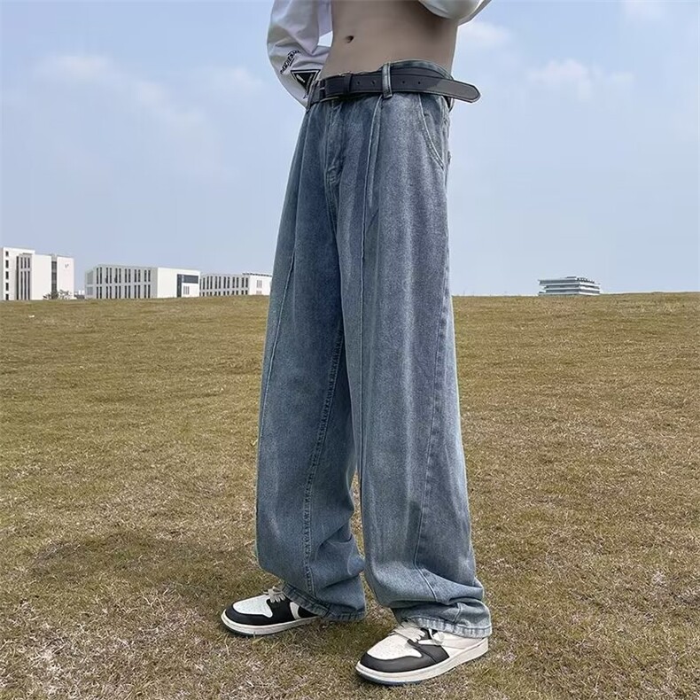 复古坠感牛仔裤男韩版秋冬宽松高街裤子潮牌ins港风长裤N2028-P40,男装牛仔裤,星座1008