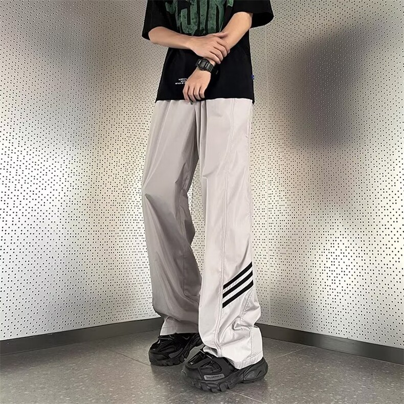 美式条纹裤子男女高街运动裤男夏季直筒宽松休闲长裤K083-P32,男装休闲裤,星座308B-1