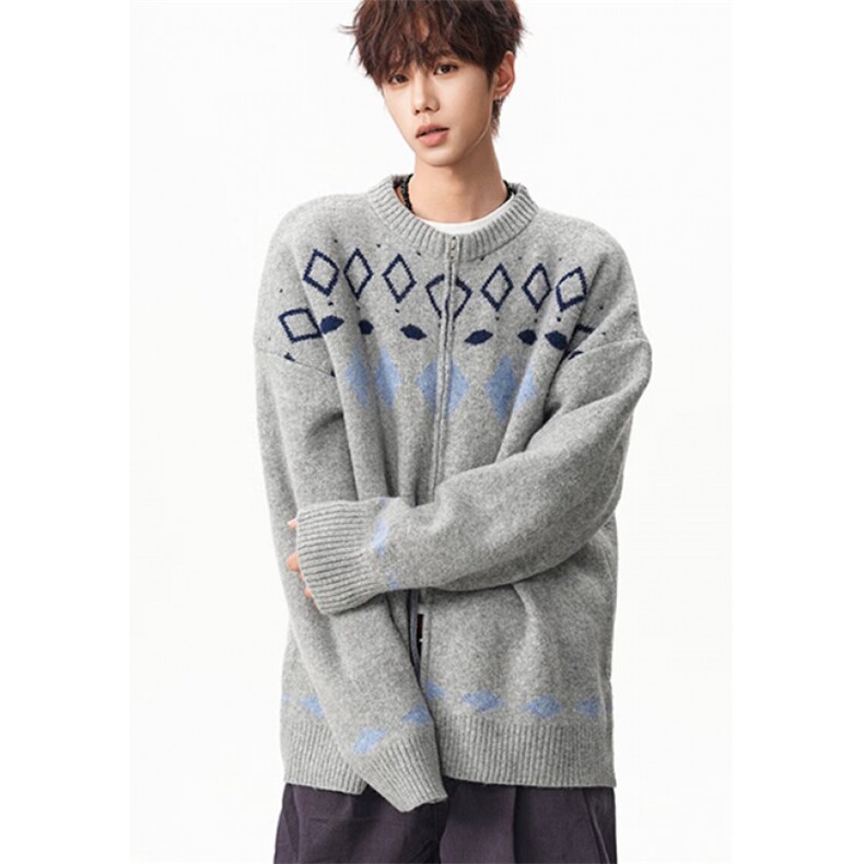 美式复古男女开衫外套秋冬新款毛衣休闲慵懒风圆领针织衫MZ28，男装针织衫/毛衣，星座1116A（原606A-3）