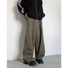 日系复古纯色工装裤男高街美式简约潮牌休闲宽松阔腿直筒裤AK627，男装工装外套，星座302B-2