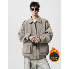加棉特批100JK2563特P85控158棉服外套男流拉链皮夹克男100聚酯，男装夹克，电商B370