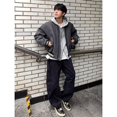 JY372-P59潮牌慵懒风高级感纯色连帽夹克外套网图，男装夹克，星座1501-3
