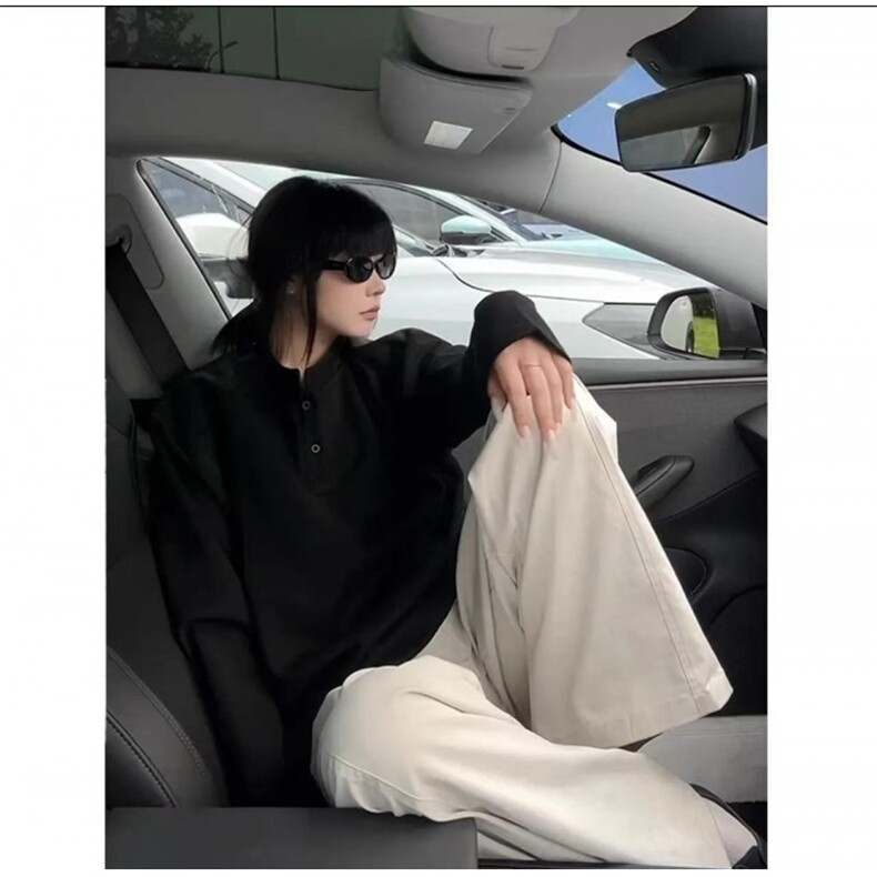 美式亨利领长袖t恤男秋季复古潮牌高级感卫衣情侣内搭叠穿打底衫,男装T恤,星座809A(原222-1)