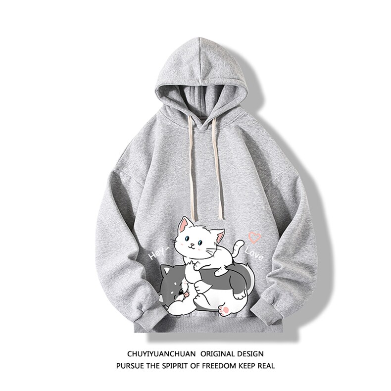 纯棉连帽卫衣男大码运动帽衫宽松薄白底WY2300-P35,男装卫衣,电商A040A