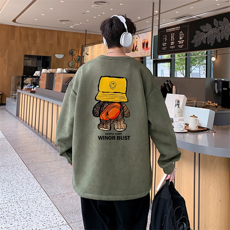 已注册港风供抖音得物高品质直播美式麂皮绒宽松卫衣W3026P38图片