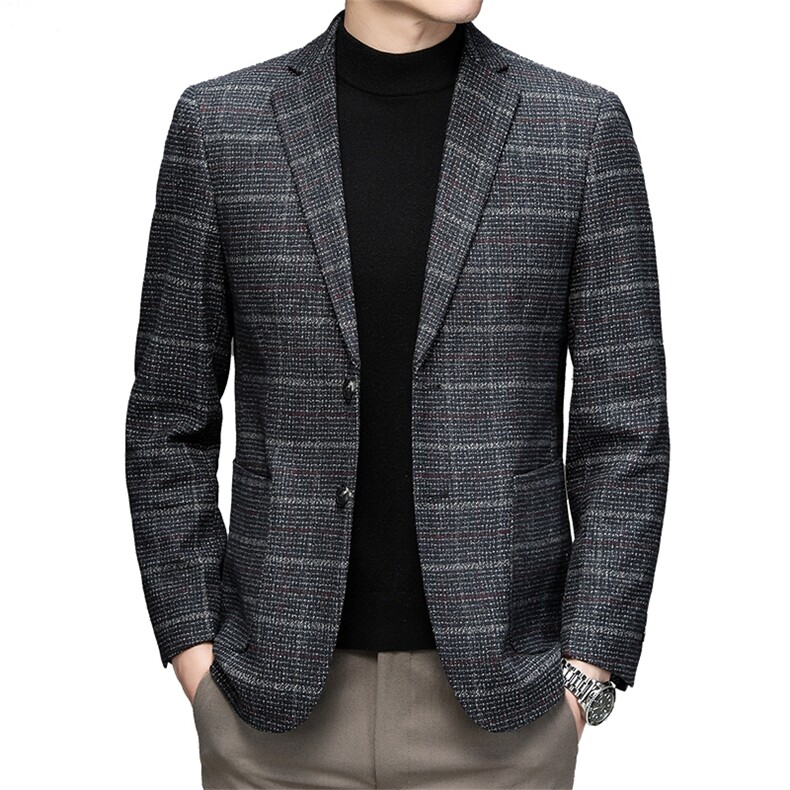 休闲西装外套男春秋季新款单西修身薄款上衣服中年高端男士西服潮,男装西服,电商B212（原钱塘6029）