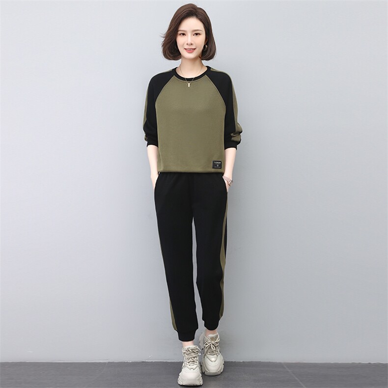 卫衣运动套装女2025春秋新款时尚休闲中年妈妈大码洋气卫裤两件套,女装套装/套裙,忆绮罗