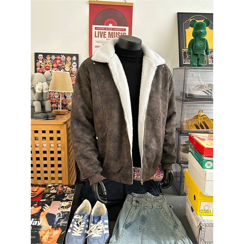 网图-美拉德巴恩风羊羔绒屋面PU皮棉服加绒保暖棉衣MP7827-特P80图片