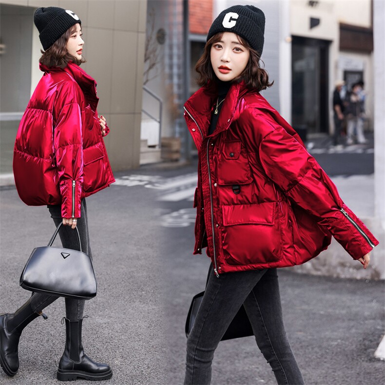 欧洲站短款港风2025年新款冬季亮面免洗小个子时尚洋气羽绒棉服，女装棉衣/棉服，时尚俏佳人