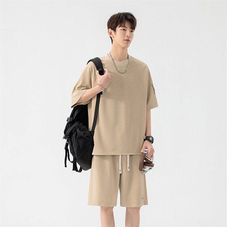TZ25308-特P55夏季休闲T恤短裤男两件套,男装牛仔裤,电商D310B