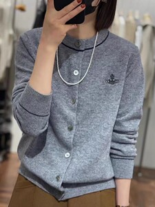 2024年秋季纯色羊毛时尚气质简约单排扣针织衫,大码女装秋季穿搭200斤高端图片