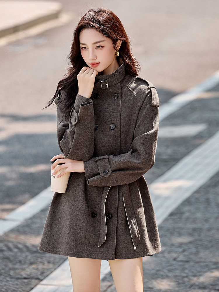 现货2026年秋季新款中长款拼色潮休闲风衣外套,女装风衣,依如秀(原杭风阁)