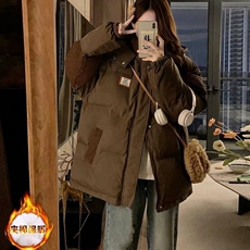 拼接灯芯绒棉服男冬季连帽棉袄2025新款潮牌棉衣痞帅工装外套，男装棉衣，星座218-8