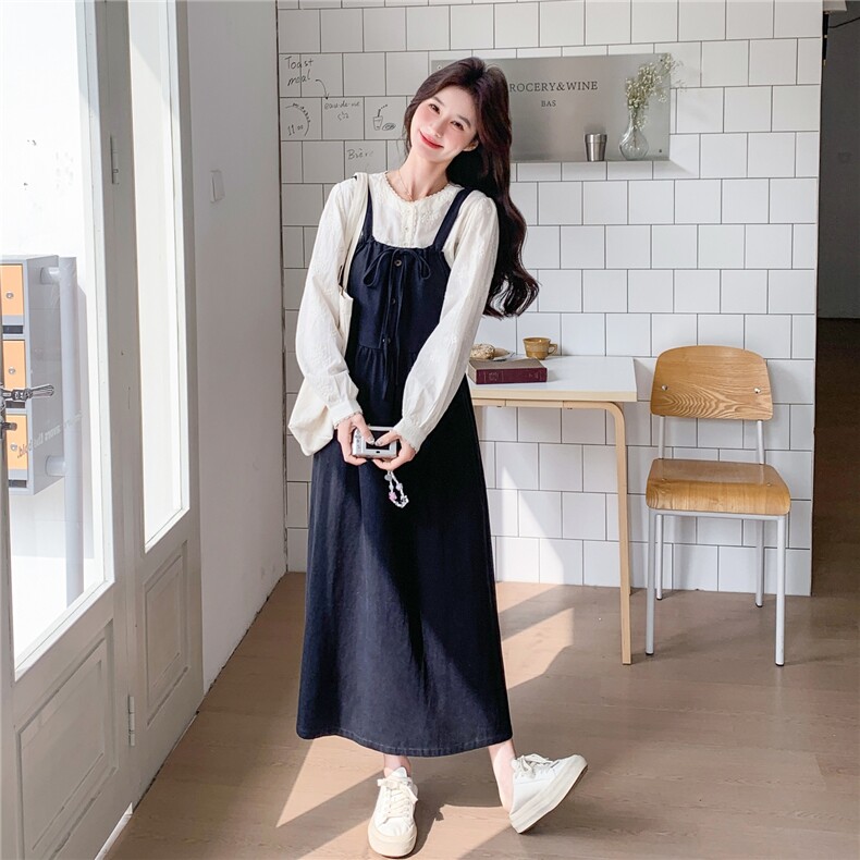 春装新款韩版盐系衬衫+背带裙两件套2C153-8956-P175K288,女装套装/套裙,2C153