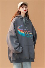 2024春季新款小众连帽卫衣彩虹星星宽松印花外套insW257P35控58，男装卫衣，A247A