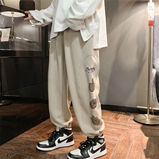 港风2023秋冬新款个性撞色印花束脚运动休闲潮牌裤子2121-45控69，男装休闲裤，星座914-3