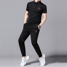 2023年夏款潮流休闲时尚男士短袖运动套装P145，男装休闲套装，电商D223-1