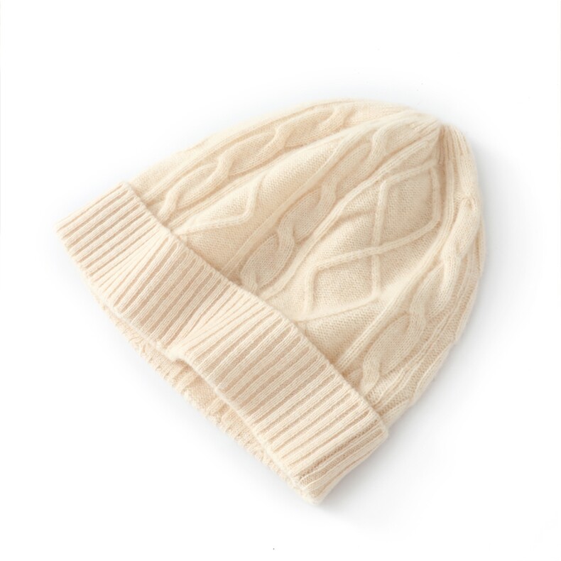 【亲子款】高弹贴合御寒保暖扭花菱形针织羊毛帽，帽子，唯若美羊绒