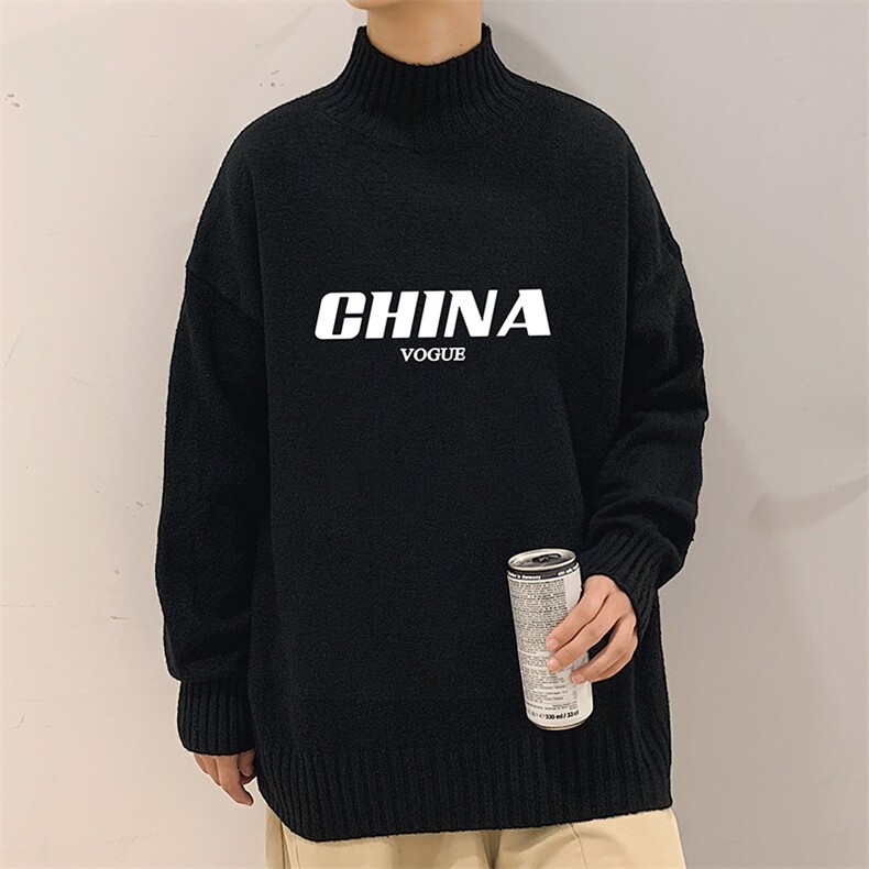 M18001-P45加绒款-P65半高领毛衣男士大码针织衫男毛线衣男,男装针织衫/毛衣,电商A040