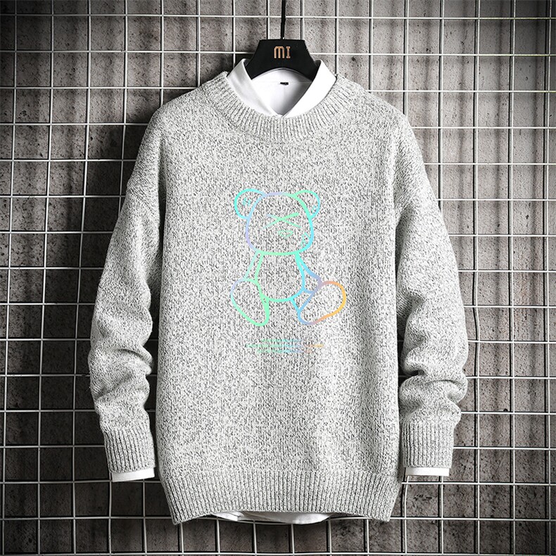 M19139-P45加绒款-P65加厚加绒毛衣男大码毛线衣男针织衫网格,男装针织衫/毛衣,电商A040A