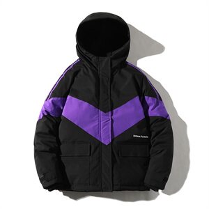 709-MY10-P135 20冬款 冬季白底潮流加厚工装拼色连帽棉服外套男图片