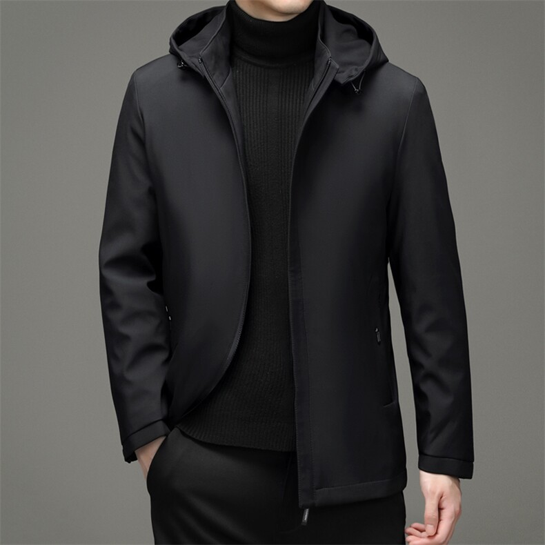 脱卸帽子中年纯色棉衣加厚保暖冬季爸爸冬装外套棉服HM2058-P160，男装棉衣，电商B212（原钱塘6029）