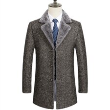 S-M310冬季男士大衣外套羊毛呢风衣加绒中长款加厚P240图片