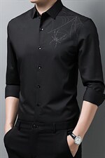 春秋季长袖纯色商务衬衫男休闲潮流百搭中青年男衬衣XY2230-P68，男装衬衫，星座1105-3