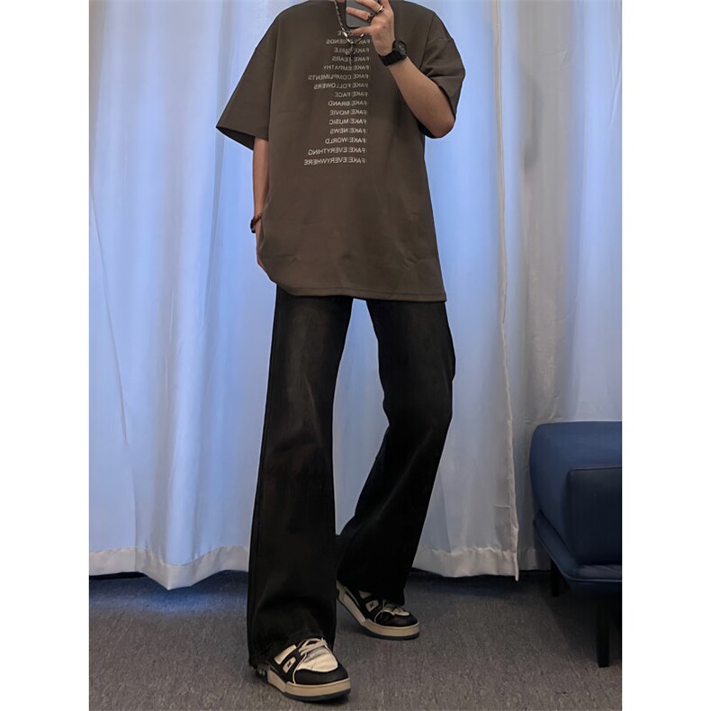美式hiphop牛仔裤修身直筒微喇叭裤68,男装牛仔裤,星座310A-4