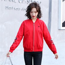 现货现发2024年春秋季新款百搭时尚刺绣棒球服外套,女装短外套,美沁