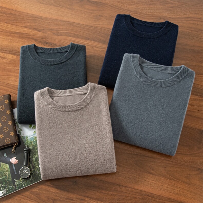 2024秋季新款翻领羊绒衫男士山羊绒针织毛衣长袖羊毛POLO套衫商务，男装羊绒套衫，江帆羊绒