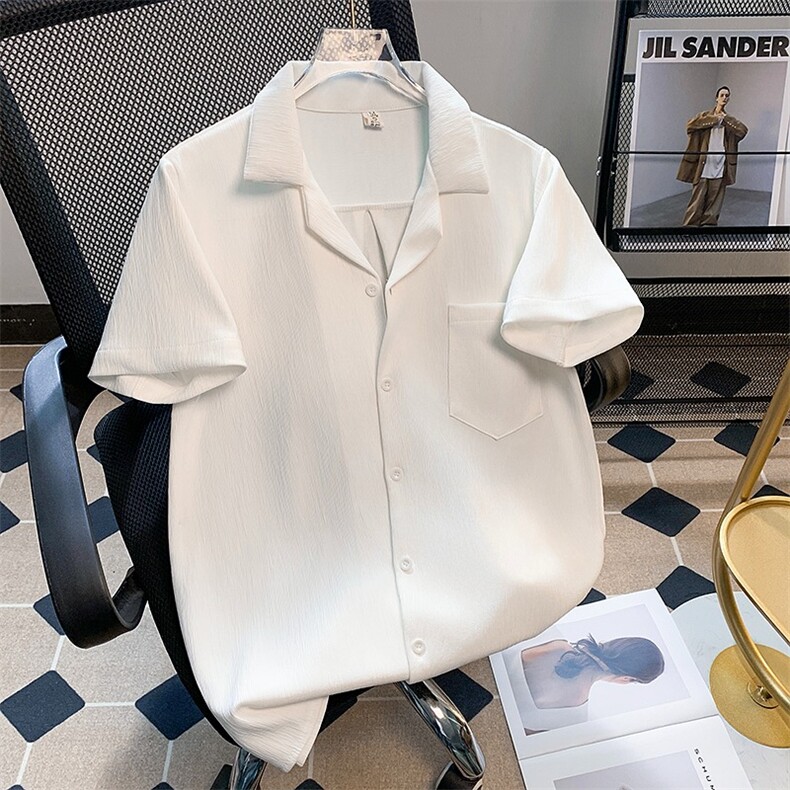 夏季高品质男女同款冰丝短袖衬衫时尚衬衣宽松上衣休闲百搭CS505,男装衬衫,星座1013