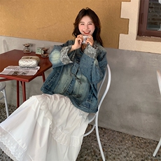 24秋装新品复古拼色新中式宽松牛仔短外套2C239-SS18-P155-K238，女装短外套，2C239