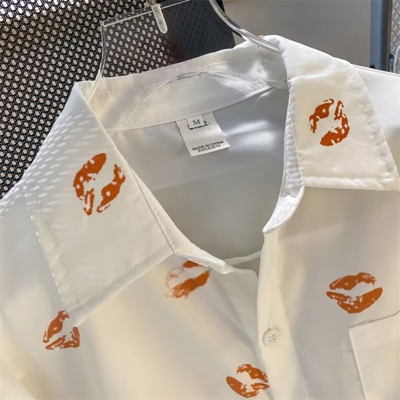 唇印长袖衬衫男设计感小众高级感禁欲系休闲衬衣CS103-P35,男装衬衫,星座1109-3