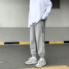 潮牌直筒宽松休闲裤束脚排扣运动裤九分裤学生百搭长裤K1134-P32，男装休闲裤，星座512-2