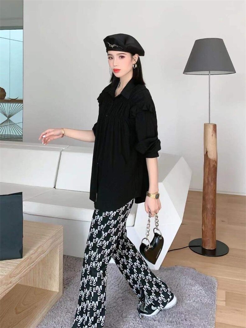 现货，木耳边衬衫，两个尺码，女装衬衫，依柏璐