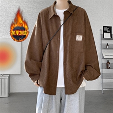 加绒衬衫男冬季新款港风宽松灯芯绒保暖长袖衬衣JR25-P48，男装衬衫，星座214-3