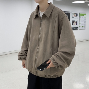 秋冬季双层简约翻领夹克男日系复古宽松百搭青少年外套JK0565-P55
