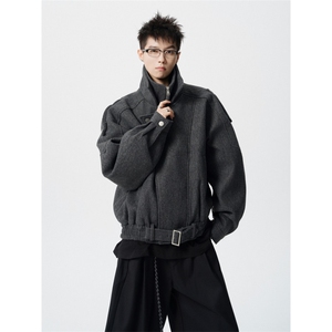706-LK2311-P108   现货  男士重磅双层领假两件毛呢大衣夹棉外套图片